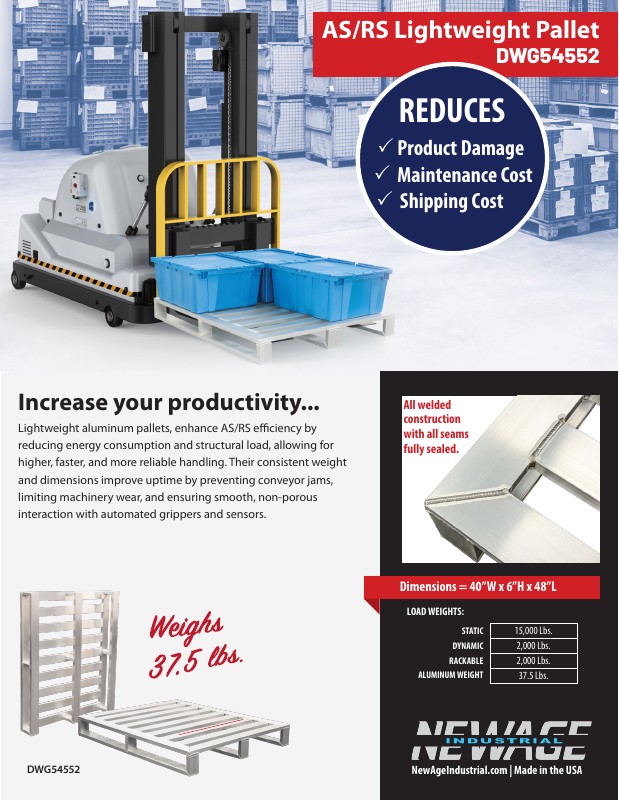 54552 AS/RS Lightweight Aluminum Pallet